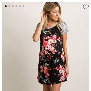 Pinkblush Black Striped Floral Maternity Dress